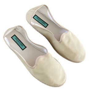 Piedaterre Modigliani Espadrille Flats Cream Canvas NWOT